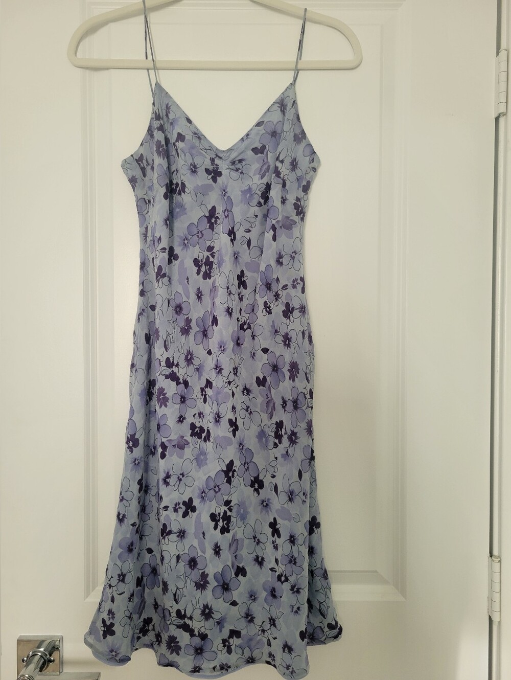 Ann Taylor Light Blue Floral Dress. Elegant Spaghetti Strap Dress
